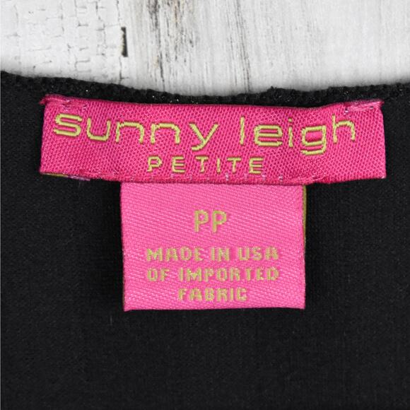Vintage Sunny Leigh black/gold ruffle sleeveless tank top blouse sz petite small - Picture 6 of 8